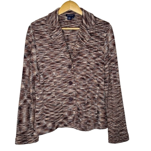 Magaschoni 100% Silk Heavyweight Knit Blazer in Space Dye Neutral Size XL - Picture 3 of 9